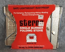Vtg Sterno Gold Tone Aluminum Single Burner Folding Camp Stove Stock No. 30 New