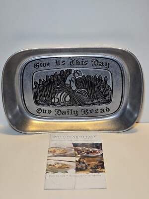Vintage Wilton Armetale Tray 'Give Us This Day Our Daily Bread' Bread Dish *READ