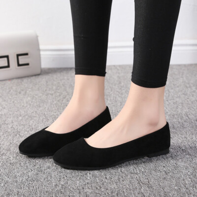 Womens Ballet Ballerina Dolly Slip On Pumps Ladies Flat Loafers Suede Shoes Size