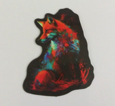 Red Fox Bright Colorful Dark Animal Sticker 2.25" x 1.75" L