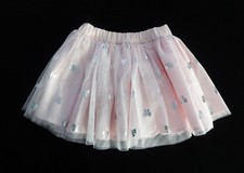 NWT Carter's Girls Pink Lined Tulle Skirt with Silver Bows Sizes 12M, 18M NEW