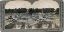WWI ~ BAYONET CHARGE INTO THE TRENCHES @ FT SNELLING MN ~ Stereoview 19042 23204