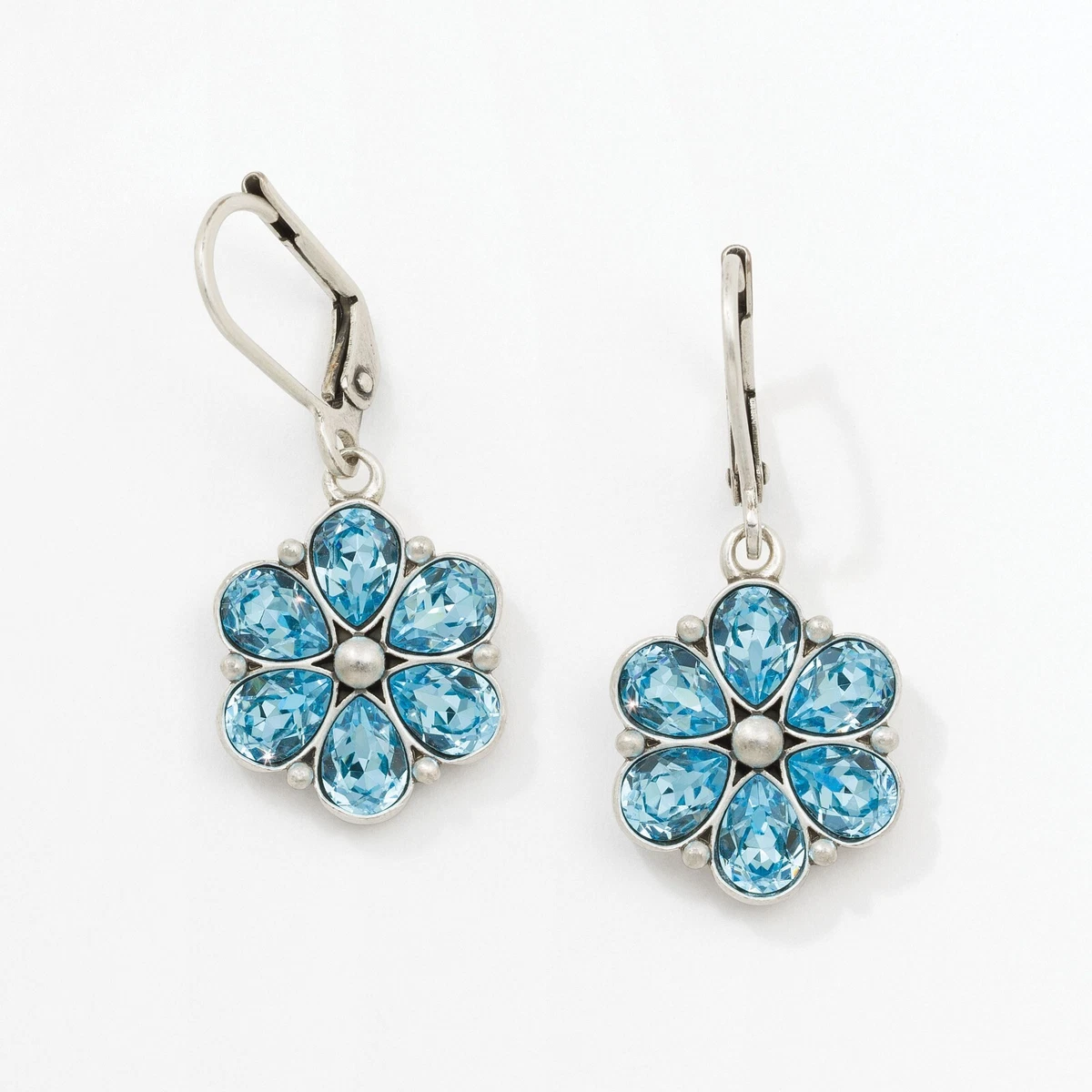 Touchstone Crystal by Swarovski Belle Fleur Aquamarine Earrings 2331E 59 BNIB
