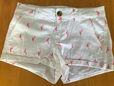 New So Shortie Stretch 2.5" Inseam White Shorts with Pink Flamingo Size 5