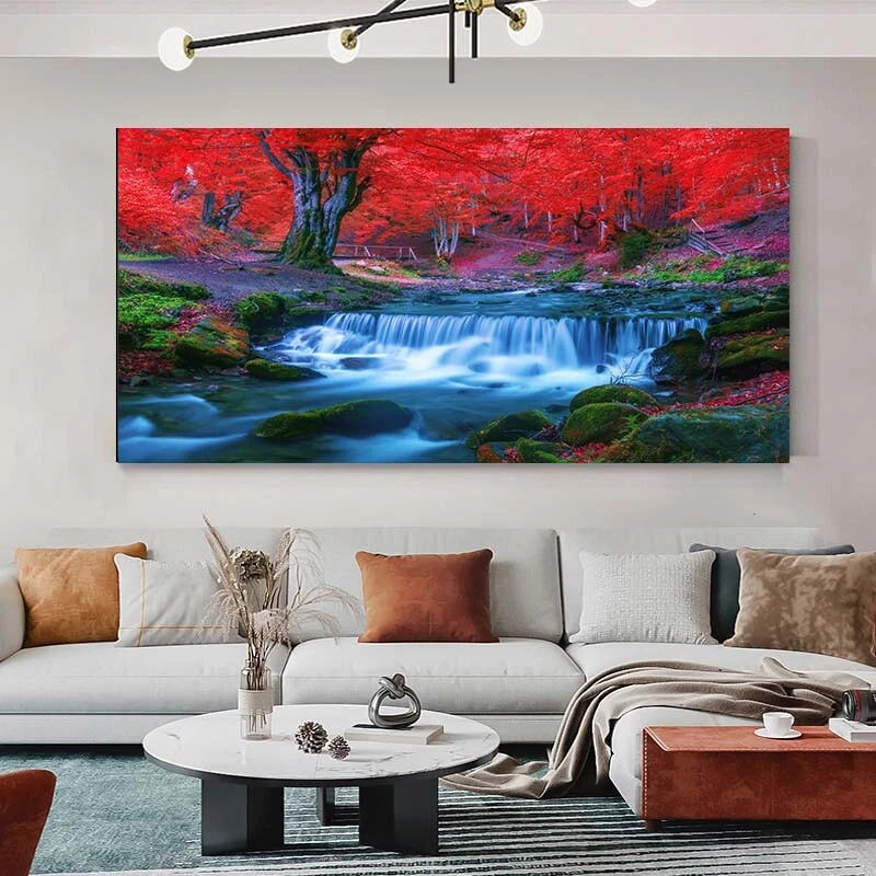 Waterfall Scenic Landscape Canvas Wall Art Canvas Painting Home Decor Prints Art - Image 3 of 4