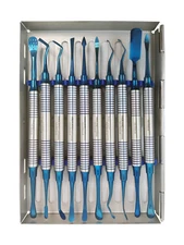 REDLAND Dental PERIOSTEAL ELEVATOR SET 10 PCS BLUE LINE TITANIUM COATED