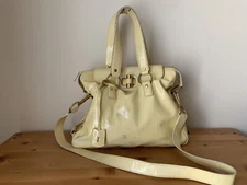 YSL Yves Saint Laurent patent leather Muse handbag gold-tone hardware 