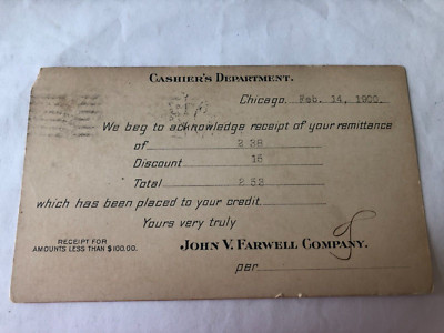 Vintage Postcard 1900 John V. Farwell Company Chicago Illinois to Greenview IL