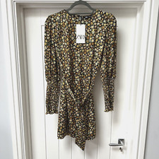 Zara Tunic Dress Women's XS Multicoloured Floral Knee Length Occasions Belt BNWT