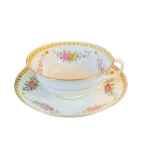 Vintage Aynsley Rose Garland Hand Painted Tea Cup & Saucer England Bone China