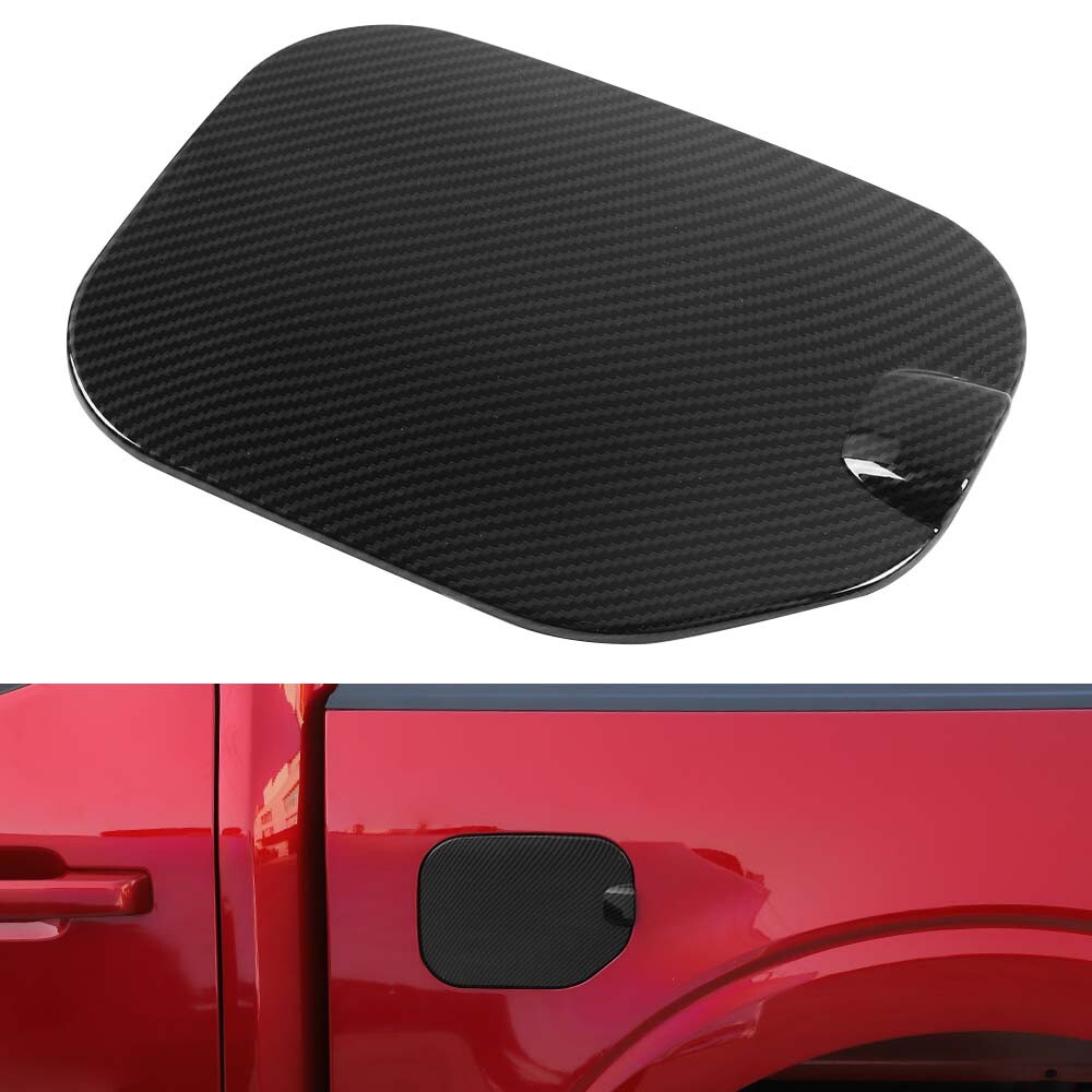 JOSHELA Carbon Fiber Gas Cap Cover For Ford F150 2021-2024 – Black, ABS Plastic, 3D Adhesive