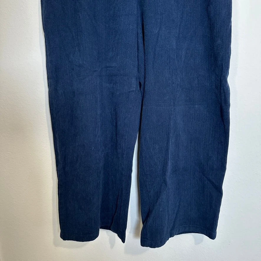 Pantalones Palazzo FLAX Azul Marino Rayón Algodón Pierna Ancha Cintura Elástica Informales Pequeños Foto 4 de 4