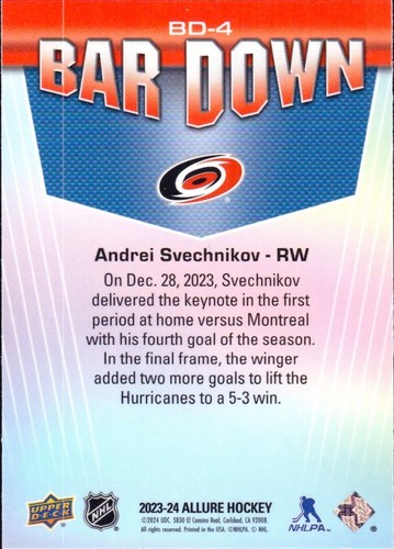 2023-24 Upper Deck Allure - Bar Down #BD-4 Andrei Svechnikov - Picture 2 of 2