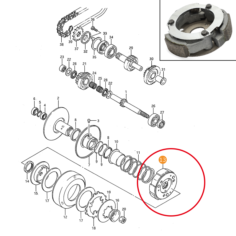 Suzuki Oem Parts ATV Rear Driven Clutch Hub Rebuild Set For Suzuki