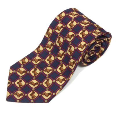 D'ARMES Scottish Terrier Dot Blue Box Windown Men's Silk Neck Tie
