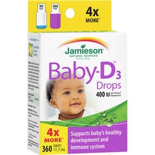 Jamieson Baby-D Vitamina D3 400 UI Gotas Desarrollo Saludable 360 Gotas NUEVO