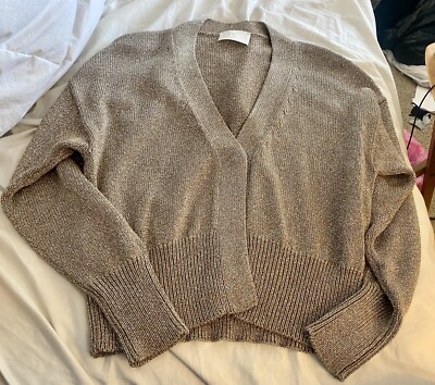 Marella Monochrome Gold Metallic Cardigan Sweater Perfect Large 42  Bust