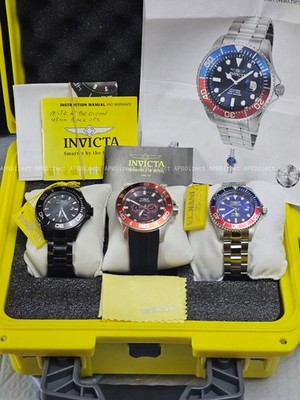 Invicta PRO DIVER Collection Black Mother-of-Pearl 3-Slot Dive Case mens watch 