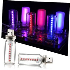2PCS USB Lights for Car, Retro LED Car Interior Lamp Clear Glass Red 4 Modes