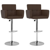Barhocker 2Er Set Kunstleder Braun, Tresenhocker Mit Metallgestell