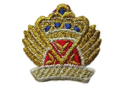 Gold Silver Red Blue Metallic Crown Emblem Iron On Applique Patch 2 Inch