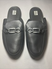 FitFlop Women's Slip On Gracie Leather Mules Flats Black Size 6