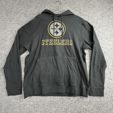 Pittsburgh Steelers Hoodie Mens Large Black NFL Football Antigua Sweatshirt