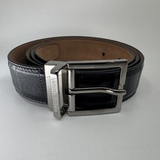 Dolce & Gabbana Mens Black Leather Belt Silver Square Buckle 100 cm 40 in Italy