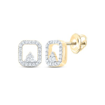 Natürlicher Diamant Dreieck im Quadrat Ohrstecker 0,15 kt Gelbgold