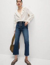 M&S Medium  Indigo High Waisted Slim  Flare Cropped Jeans Size 10 SHORT  BNWT