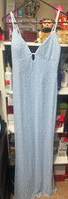 Windsor Light Blue Beaded Sequin V-Neck Strappy Long Gown Dress Women L