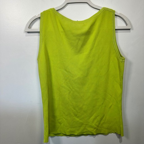 Sweaterworks Knit Tank Top Beaded Umbrellas Sleeveless Chartreuse Green Womens L - Picture 5 of 5