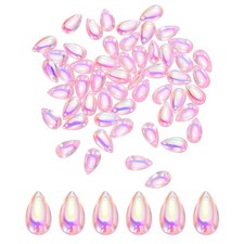 60 Pcs Teardrop Crystal Glass Beads Teardrop Bead Transparent, Pink AB 8x14mm