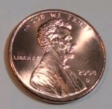 2008 D Lincoln Memorial Penny Brilliant Uncirculated BU Cent Coin