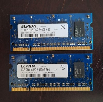 2GB (2x1GB) Elpida DDR2 Laptop RAM PC2-6400S-666 800MHz SODIMM EBE11UE6AESA-8G-F