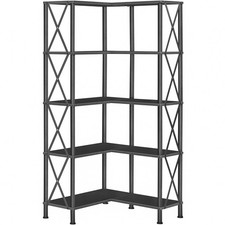 5-Tier L-Shaped Corner Bookshelf 23.6"L x 58.6"H Industrial Open Display Shelf