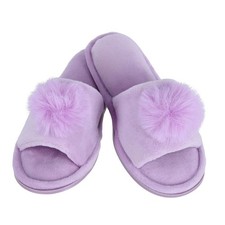 CTM Girl's Soft Pom Open Toe Slide Slippers