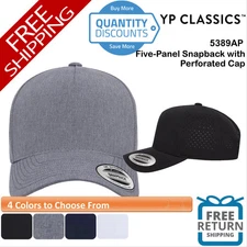 🔥 YP Classics Men 5-Panel Snapback with Perforated Cap high-profile 5389AP