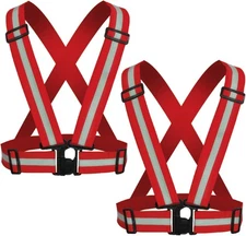 Reflective Strap Safety Vest Gear - 2-10 Pack Adjustable High Visible Red X2 