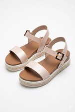 MIA Kids Jenise Sandals 3 Big Girl Platform Espadrille Wedge Boho Champagne Gold