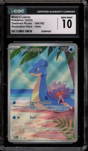 Pokemon Misty's Lapras Destined Rivals Illustration Rare #194 CGC 10 Gem Mint