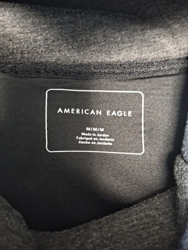 American Eagle Lined Pullover Hoodie Dark Gray Pockets Size Medium - Picture 7 of 11