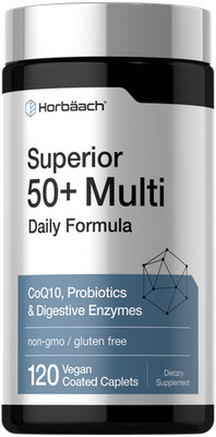 Multivitamin for Men and Women Over 50 | 120 Vegan Caplets | by Horbäach