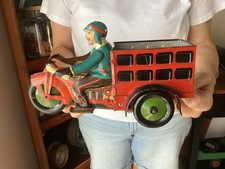 Vintage Marx tin Litho wind-up Speed Boy 4 Delivery Motorcycle 1930s (Nice!)