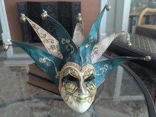 Paper Mache Venetian Mask Vtg Wall Art Painted Jester Motif