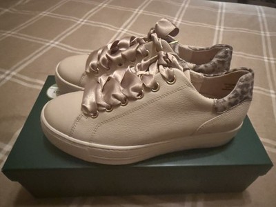Paul Green  Cream Leather Sneakers $439 With Ribbon Laces Size 8 UK 5.5