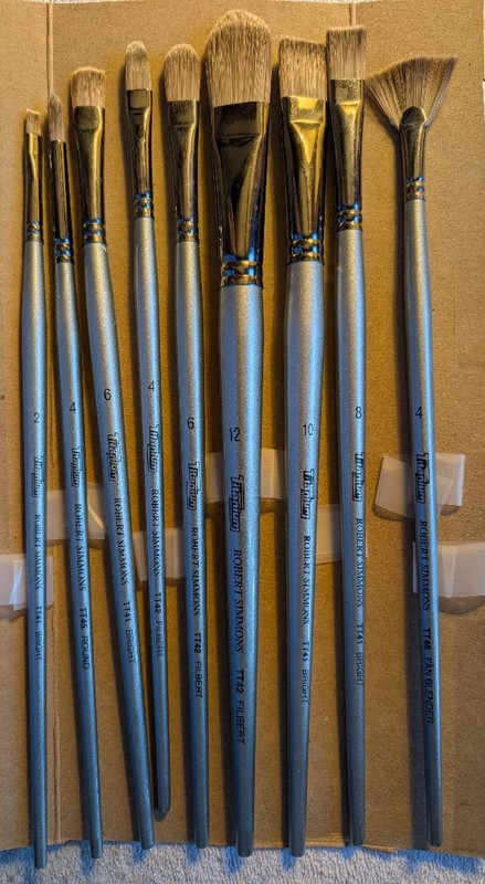 9- TiTanium Robert Simmons Brushes - **NEW**- Variety of Size & Shapes