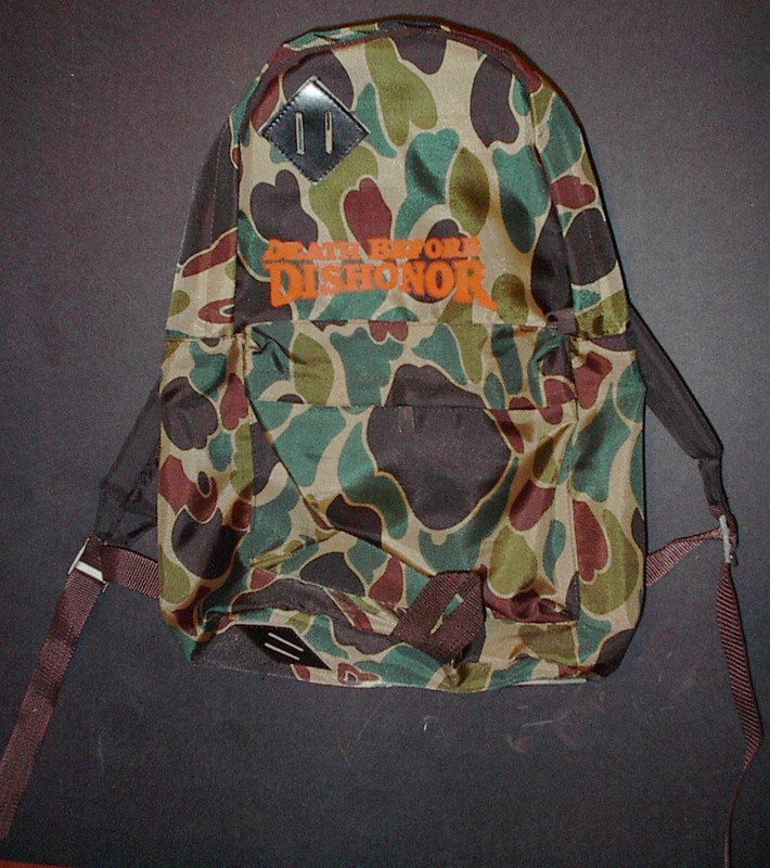 PROMO DEATH BEFORE DISHONOR BACK PACK KNAP SACK CAMO CAMOUFLAGE Dryer Keith