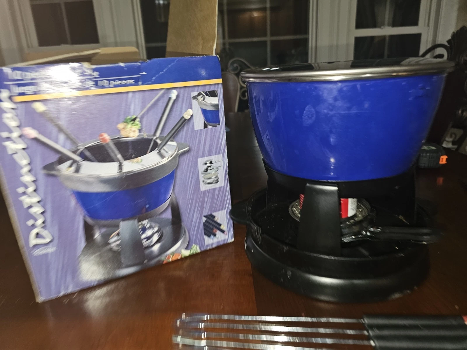 Distinction 10 piece Blue fondue set