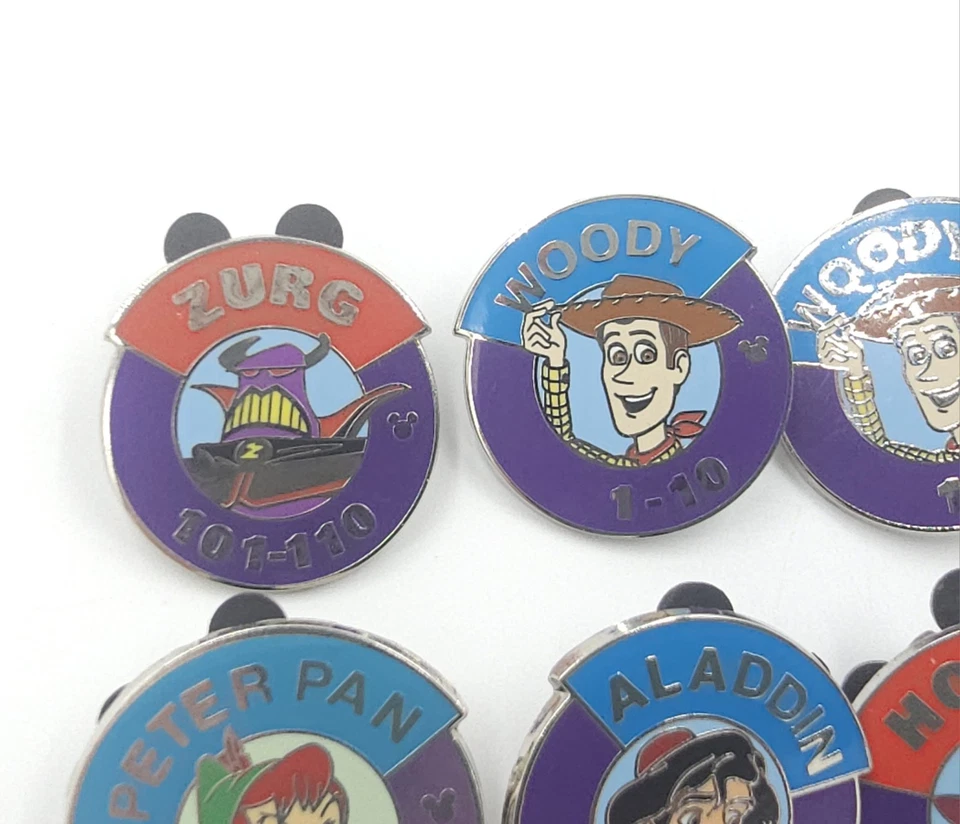 6 Disney Pins - Heroes/Villians Magic Kingdom Parking Lot Signs Hidden Mickey - Image 2 of 4